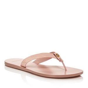 Tory Burch Manon Thong Sandal croco emboss Sea Shell Pink Size 7